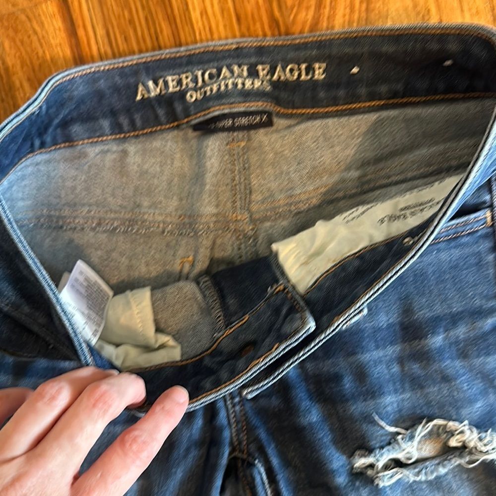 American Eagle Outfitters Women's Distressed Blue Jeans Skinny Jeggings 6 - Picture 4 of 9